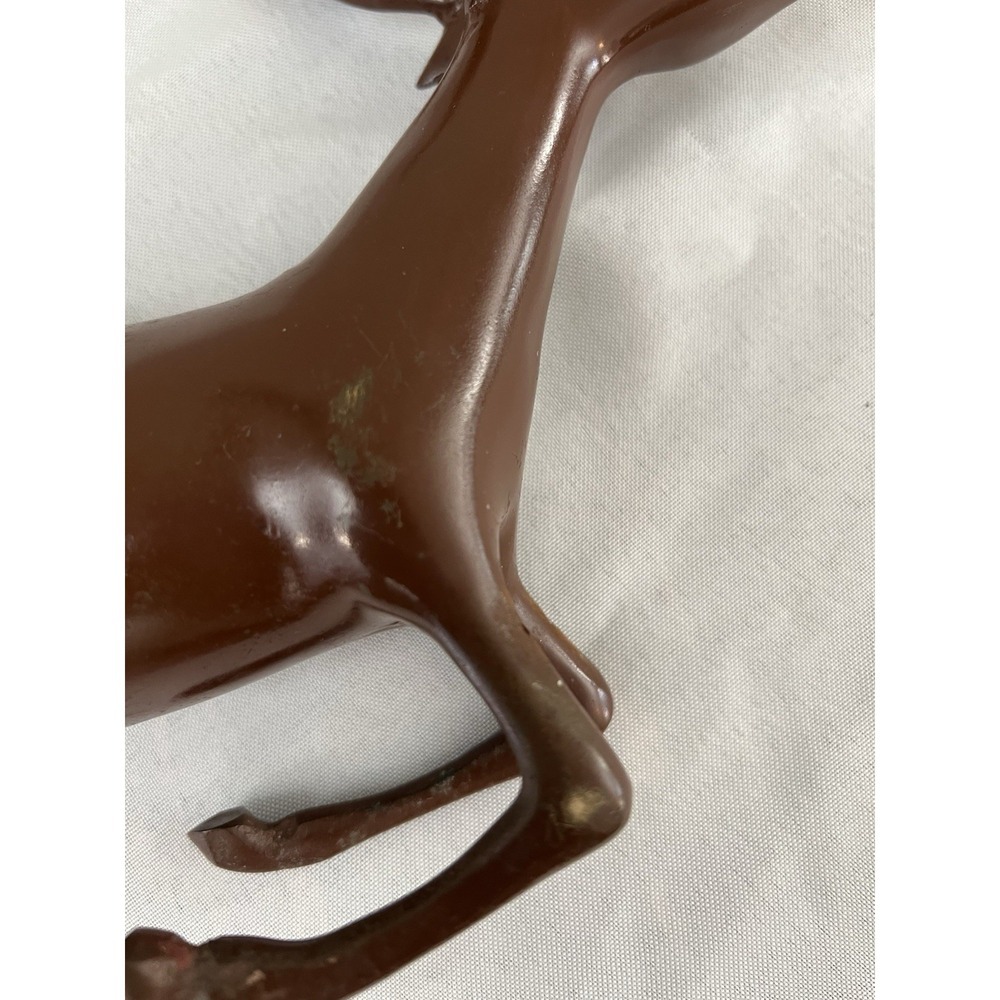 Vintage Cast Metal Reindeer Figurine Mid Century Style Deer Sculpture Brown - Picture 8 of 16
